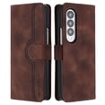 thumbnail image 1 of Wallet Case for Samsung Z Fold 3, Smile Design Premium Leather Credit Card Holder Wallet RFID Blocking Case with Wrist Strap Stand Magnetic Flip Cover for Samsung Galaxy Z Fold 3, Brown, 1 of 5