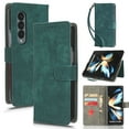 thumbnail image 1 of Wallet Case for Samsung Z Fold 3,with RFID Blocking Credit Card Holder, with Wrist Strap PU Leather Magnetic Folio Kickstand Shockproof Women Men Phone case for Samsung Galaxy Z Fold 3, Green, 1 of 8