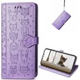 thumbnail image 1 of Wallet Case for Xiaomi 13 Ultra (Not 13), Cute Cat Dog Cartoon Style with Card Slots Holder PU Leather Phone Cover Case for Xiaomi 13 Ultra 6.73" MG Purple, 1 of 9