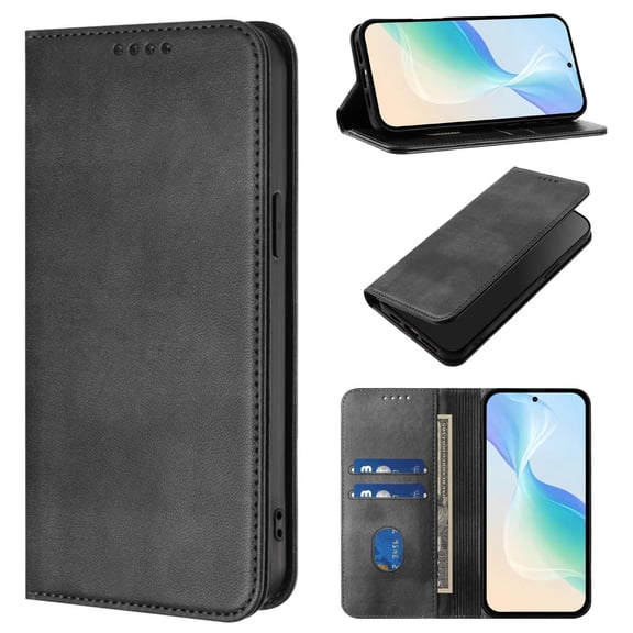 Wallet Case for Xiaomi Redmi Note 15 Pro 5G, PU Leather Flip Folio Phone Case with Card Holder Kickstand Magnetic Closure Protective Cover for Xiaomi Redmi Note 15 Pro 5G, Black