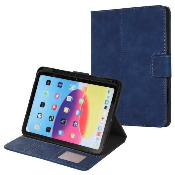 Wallet Case for Apple iPad (A16) 11th/10th Generation 11-in PU Leather Flip Stand Smart Cover with Card/Pencil Holder