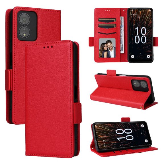 Wallet Case for Boost Mobile Celero 5G SC Flip Cover with Card Slots & Kickstand Red