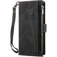 thumbnail image 1 of Wallet Case for Galaxy S25 Plus with RFID Blocking Card Holder, PU Leather Magnetic Flip Zipper Phone Cover - Black, 1 of 6