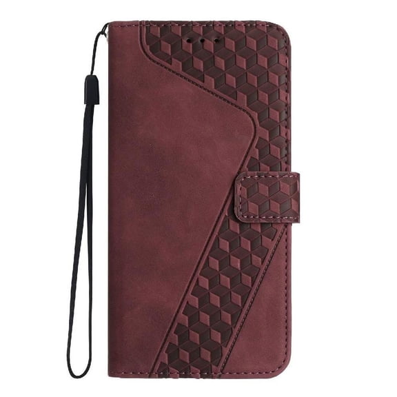 Wallet Case for Honor 300 with Card Holder, Cash Pocket, Kickstand, Magnetic Clasp & Wrist Strap, Geometric Texture Folio Cover Brown