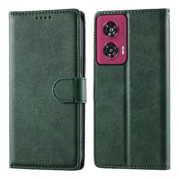 Wallet Case for Motorola Edge 50 Fusion Flip Leather Cover with Card Holder & Kickstand, Magnetic Clasp & Wrist Strap Green