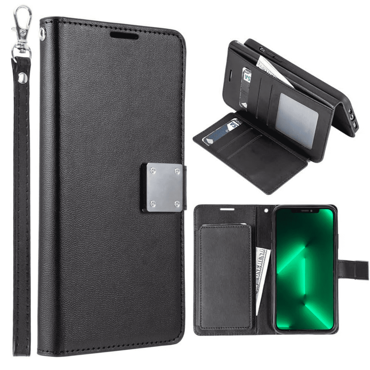 SEAHAI Case For Oukitel C51, Cute Cat Pattern Premium PU Leather Wallet Shockproof Flip Cover With Kickstand/Credit Card Slots/RFID Blocking/Magnetic Close, Purple - View #4