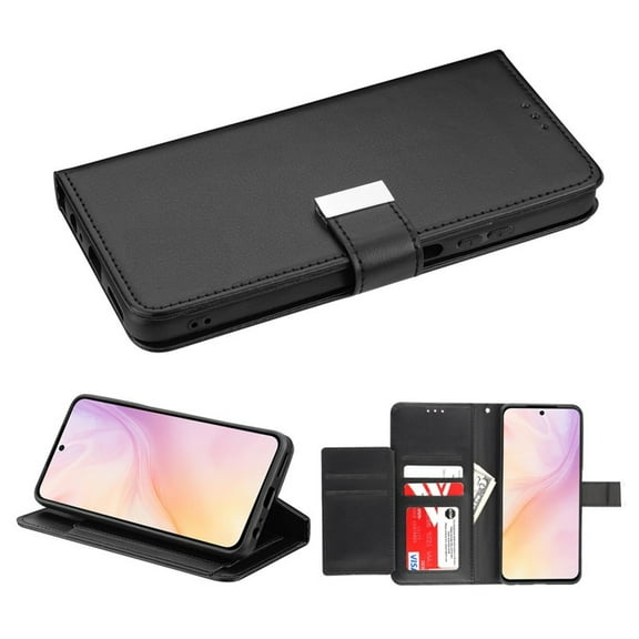 Wallet Case for Motorola Moto G 5G 2025 Folio Cover with Card Slots, Stand Feature & Magnetic Closure PU Leather Flip Phone Case Black