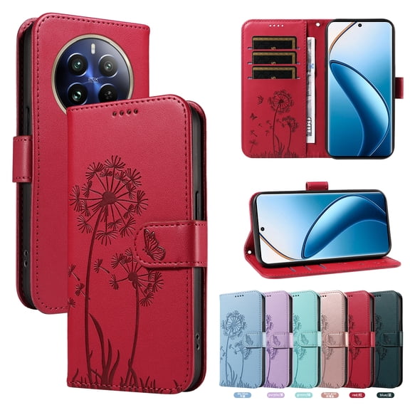 Wallet Case for OPPO Realme P1 Pro 5G, Kickstand and 3 Card Slots, Shockproof and Scratch Resistant, Red