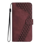 Wallet Case for Oneplus 13 with Card Holder, Cash Pocket, Kickstand, Magnetic Clasp & Wrist Strap, Geometric Texture Folio Cover Brown