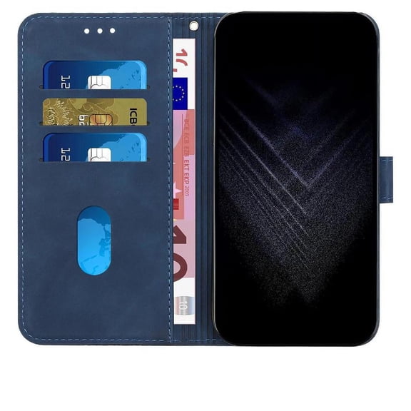 Wallet Case for Oneplus Ace 5 Pro 5G with Card Holder, Cash Pocket, Kickstand, Magnetic Clasp & Wrist Strap, Geometric Texture Folio Cover Blue