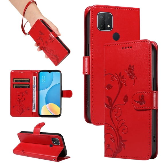 Wallet Case for Oppo A15, PU Leather Kickstand with Card Slots Shockproof Flip Cover for Oppo A15