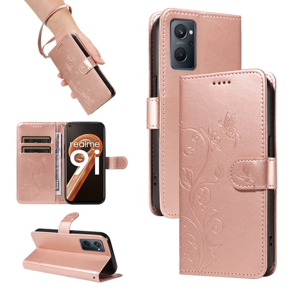 Wallet Case for Oppo A36 4G, PU Leather Card Slots with Kickstand Function Shockproof Cover for Oppo A36 4G
