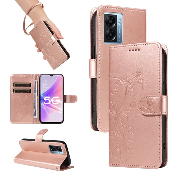 Wallet Case for Oppo A57 5G, PU Leather Card Slots with Kickstand Function Shockproof Cover for Oppo A57 5G