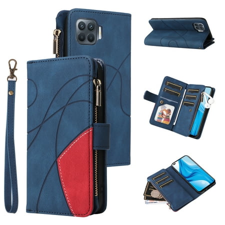 Wallet Case for Oppo A93 4G, PU Leather 9 Card Slots with 1 Zipper Storage Bag Shockproof Cover for Oppo A93 4G