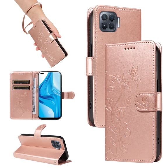 Wallet Case for Oppo F17 Pro, PU Leather Card Slots with Kickstand Function Shockproof Cover for Oppo F17 Pro