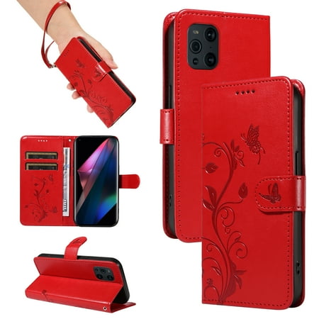 Wallet Case for Oppo Find X3 Pro, PU Leather Kickstand with Card Slots Shockproof Flip Cover for Oppo Find X3 Pro