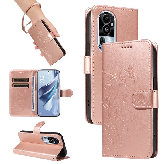 Wallet Case for Oppo Reno10 Pro 5G, PU Leather Card Slots with Kickstand Function Shockproof Cover for Oppo Reno10 Pro 5G