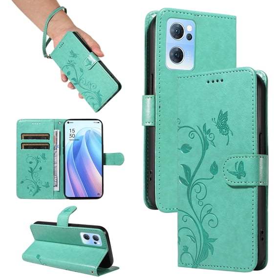 Wallet Case for Oppo Reno7 5G, PU Leather Card Slots with Magnetic Closure Shockproof Cover for Oppo Reno7 5G
