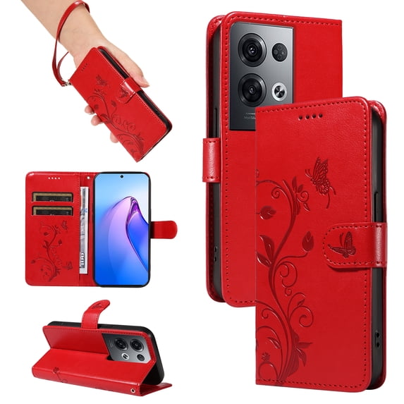 Wallet Case for Oppo Reno8 Pro 5G, PU Leather Kickstand with Card Slots Shockproof Flip Cover for Oppo Reno8 Pro 5G