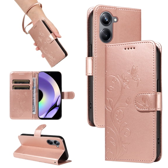 Wallet Case for Realme 10 Pro 5G, PU Leather Card Slots with Kickstand Function Shockproof Cover for Realme 10 Pro 5G