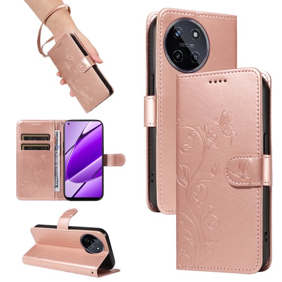 Wallet Case for Realme 11 4G, PU Leather Card Slots with Kickstand Function Shockproof Cover for Realme 11 4G