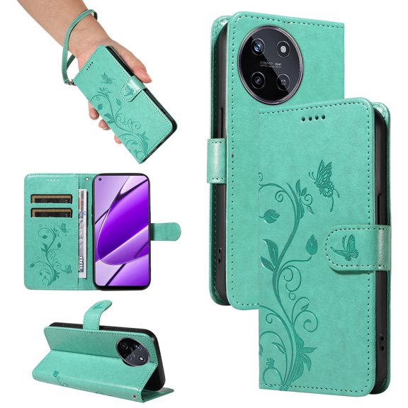 Wallet Case for Realme 11 4G, PU Leather Card Slots with Magnetic Closure Shockproof Cover for Realme 11 4G