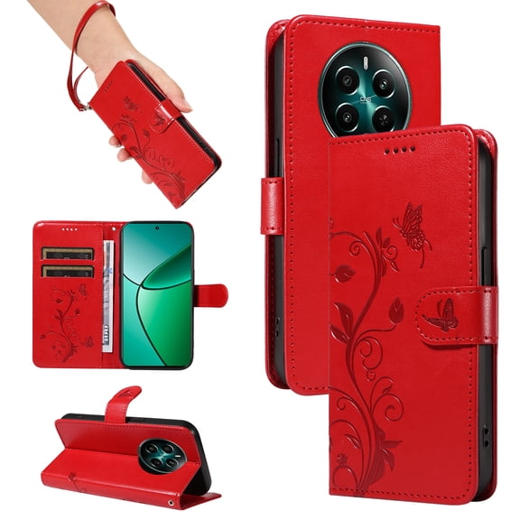Wallet Case for Realme 12 Plus 5G, PU Leather Kickstand with Card Slots Shockproof Flip Cover for Realme 12 Plus 5G