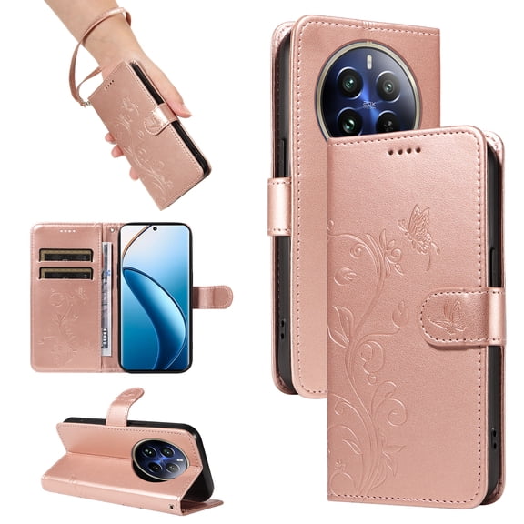 Wallet Case for Realme 12 Pro Plus 5G, PU Leather Card Slots with Kickstand Function Shockproof Cover for Realme 12 Pro Plus 5G