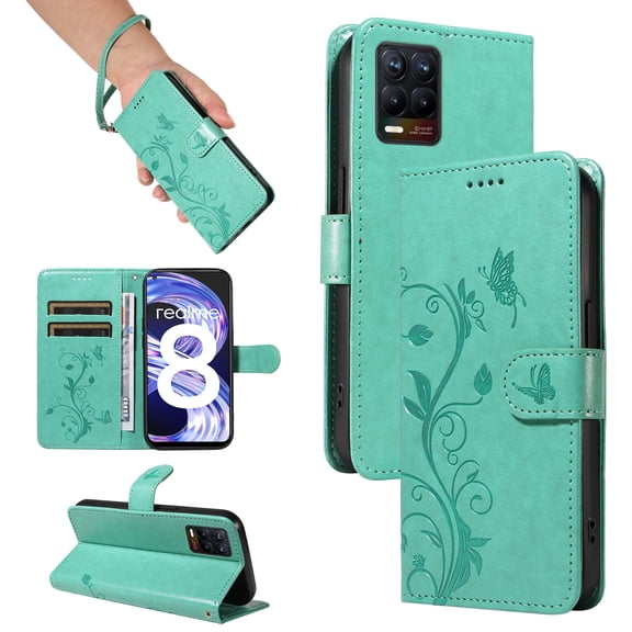 Wallet Case for Realme 8 Pro 4G, PU Leather Card Slots with Magnetic Closure Shockproof Cover for Realme 8 Pro 4G