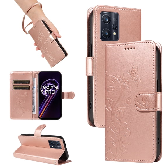Wallet Case for Realme 9 Pro Plus, PU Leather Card Slots with Kickstand Function Shockproof Cover for Realme 9 Pro Plus