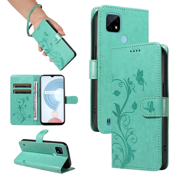 Wallet Case for Realme C21, PU Leather Card Slots with Magnetic Closure Shockproof Cover for Realme C21