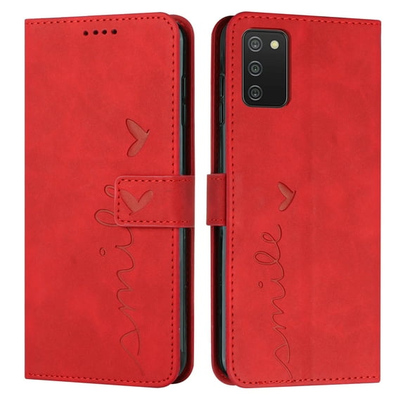 Wallet Case for Samsung Galaxy A02s (6.5 inch), Magnetic Flip Cover with Card Slots Kickstand Wrist Strap Case for Samsung Galaxy A02s,Red