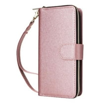 Wallet Case for Samsung Galaxy A16 Pu Leather Wrist Strap Magnetic Closure Zipper Pocket 9 Card Holder