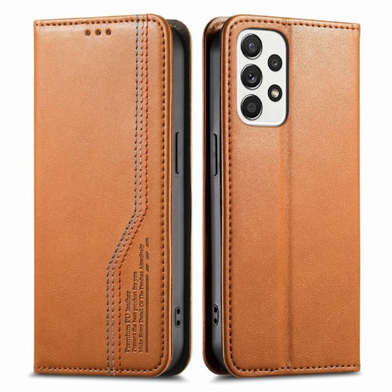 Wallet Case for Samsung Galaxy A52 5G Leather Magnetic Flip, Card Slots, Wrist Strap Brown