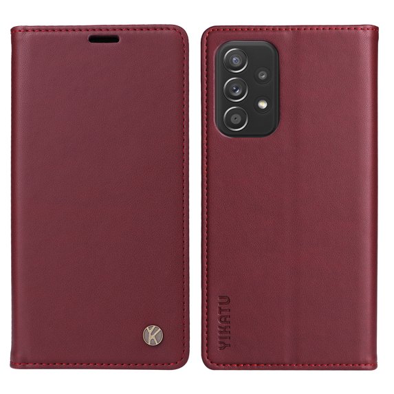 Wallet Case for Samsung Galaxy A52, Kickstand and 2 Card Slots, Shockproof and Scratch Resistant, Red