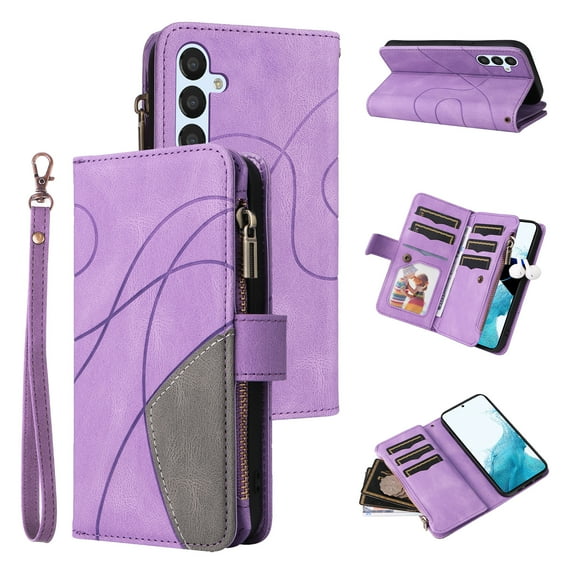 Wallet Case for Samsung Galaxy A54 4G LTE, PU Leather Zipper Storage Bag Kickstand Shockproof Flip Cover for Samsung Galaxy A54 4G LTE