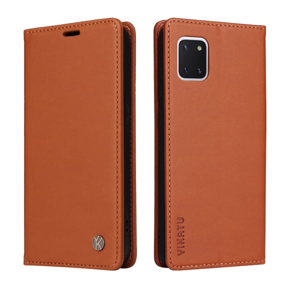 Wallet Case for Samsung Galaxy Note 10 Lite Dual SIM, Kickstand and 2 Card Slots, Shockproof and Scratch Resistant, Brown