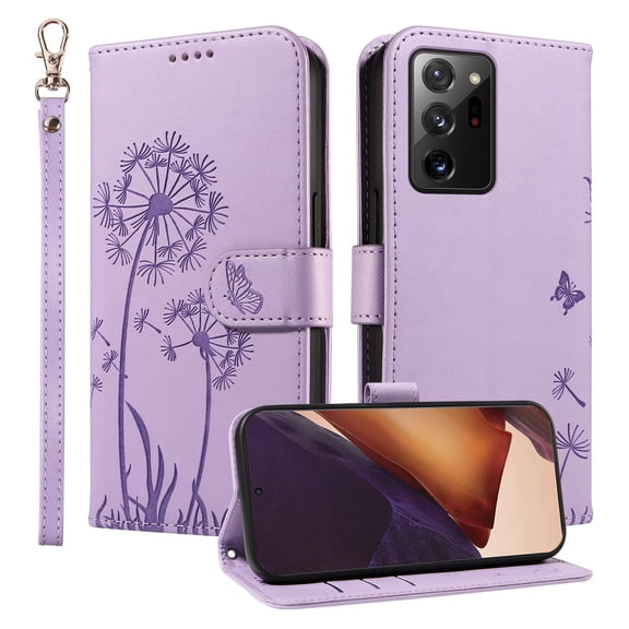 Wallet Case for Samsung Galaxy Note 20 Ultra 5G (SM-N986), Card Holder and Kickstand, Shockproof and Scratch Resistant, Purple