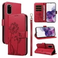 thumbnail image 1 of Wallet Case for Samsung Galaxy S20 5G, Card Holder and Kickstand, Shockproof and Scratch Resistant, Red, 1 of 15