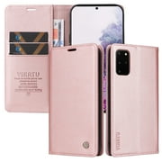 Wallet Case for Samsung Galaxy S20 5G, Kickstand and 2 Card Slots, Shockproof and Scratch Resistant, Gold