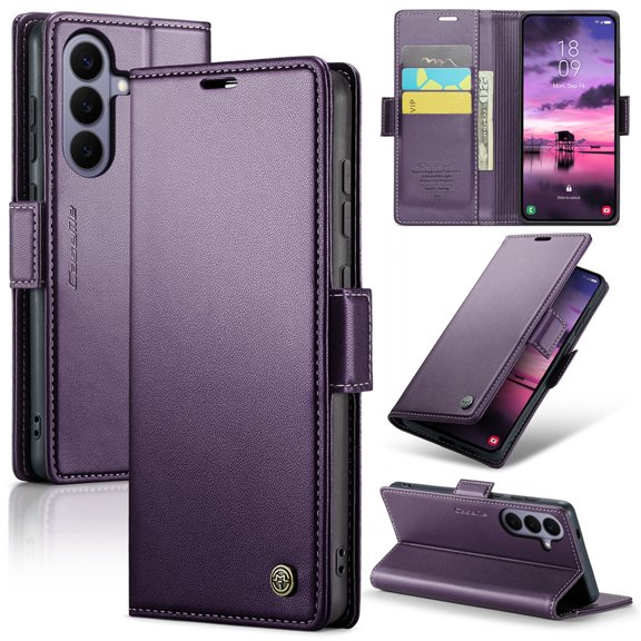 Wallet Case for Samsung Galaxy S26 FE 5G, PU Leather Flip Cover with Card Slots, Magnetic Closure, Kickstand, Wireless Charging Compatible