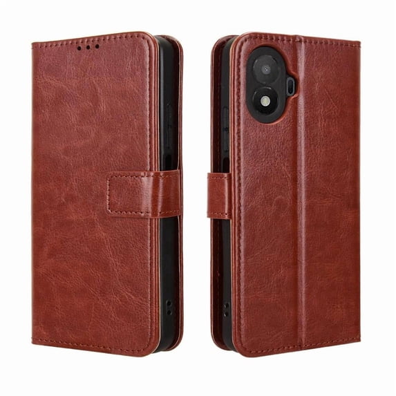 Wallet Case for TCL K70 SE 4G with Card Holder, PU Leather Flip Phone Case with Kickstand Magnetic Closure Wrist Strap Brown