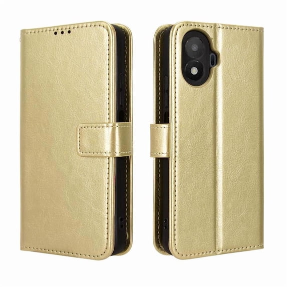 Wallet Case for TCL K70 SE 4G with Card Holder, PU Leather Flip Phone Case with Kickstand Magnetic Closure Wrist Strap Gold