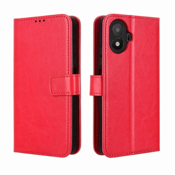 Wallet Case for TCL K70 SE 4G with Card Holder, PU Leather Flip Phone Case with Kickstand Magnetic Closure Wrist Strap Red