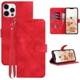 thumbnail image 1 of Wallet Case, for iPhone 12 Wallet Case,Card Holder Leather Kick-Stand Flip Cases,Wrist Strap, Closure,Shockproof Protective Cover (Red), 1 of 14