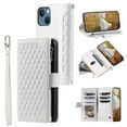 thumbnail image 1 of Wallet Case for iPhone 13 Mini, PU Leather Magnetic Flip Phone Case with Kickstand Card Slots Wrist Strap Cover for iPhone 13 Mini (5.4 Inch),White, 1 of 14