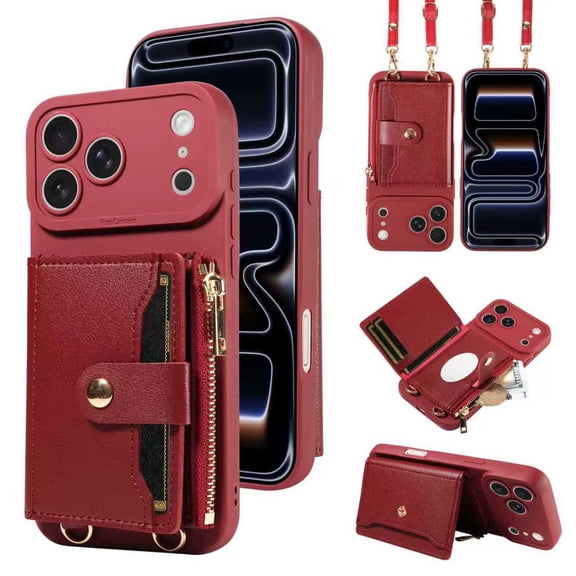 Wallet Case for iPhone 14 15 16 17 Series with Accordion Card Slot Stand Mirror Protective Phone Cover