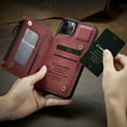 thumbnail image 1 of Wallet Case for iPhone 14（6.1"） for Men Women Girls, Kickstand Folio Flip Phone Case with Card Holder for Apple iPhone 14（6.1"） 2022, Wine, 1 of 9