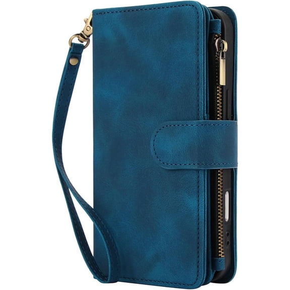 Wallet Case for iPhone 16 15 Pro Max / Pro/Plus,Multifunctional Business Leather Case RFID Blocking Heavy-Duty Protector Phone Cover,Brown,16