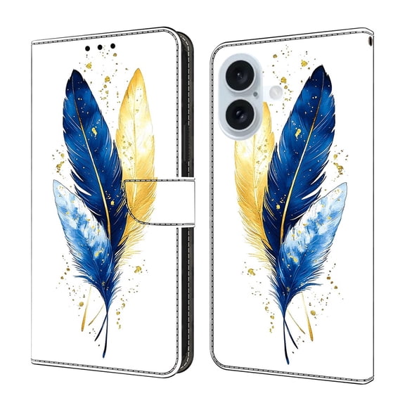 Wallet Case for iPhone 16, Crystal PU Leather Folio Cover, Card Holder, Magnetic Clasp, Kickstand, With Wrist Hand Strap,Color-4,For iPhone 16